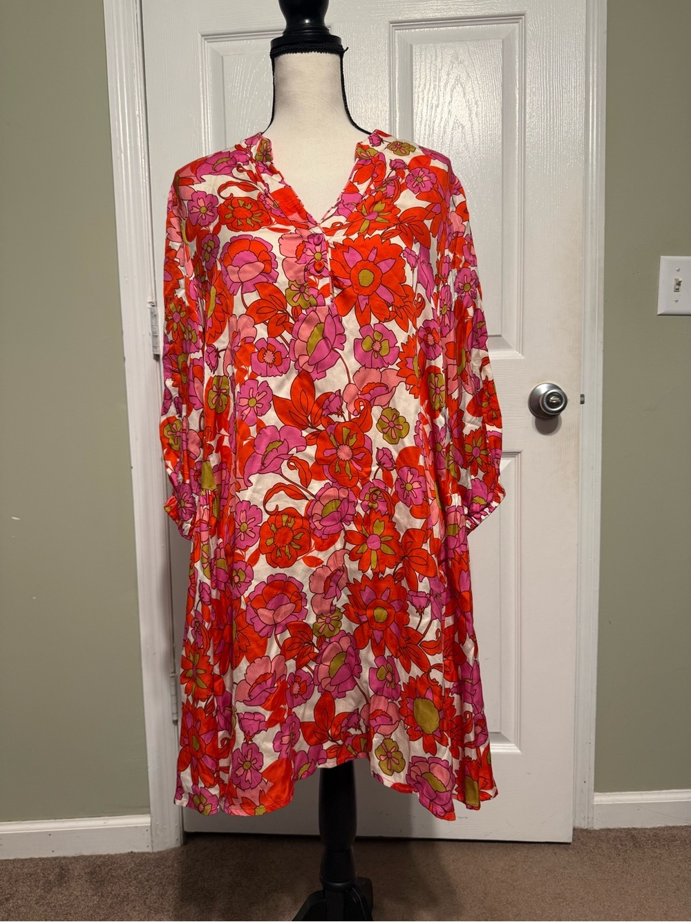 Devotion TWINS Pink & Red Floral Midi Dress